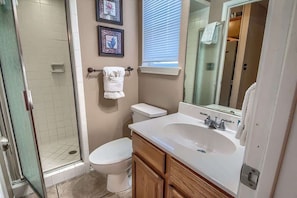 Combined shower/tub, hair dryer
