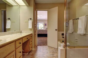 Combined shower/tub, hair dryer