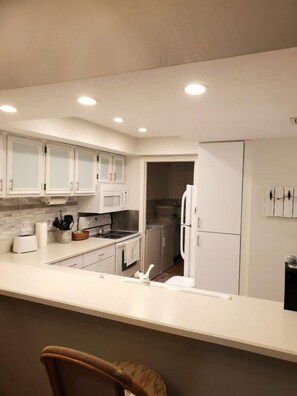 Fridge, microwave, oven, stovetop - Beach On Site: 2BR/2BA with Pool & Easy Beach Access (St. Augustine)