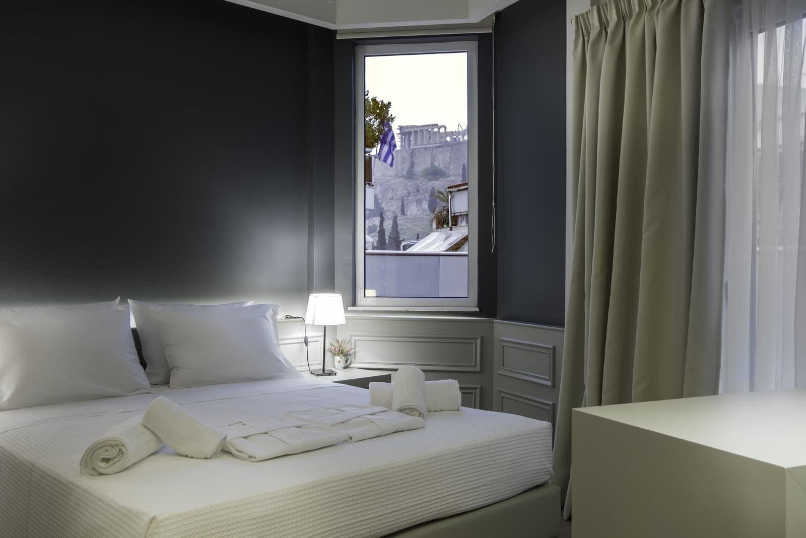 suite, terrace, acropolis view | minibar, in-room safe, soundproofing, iron/ironing board