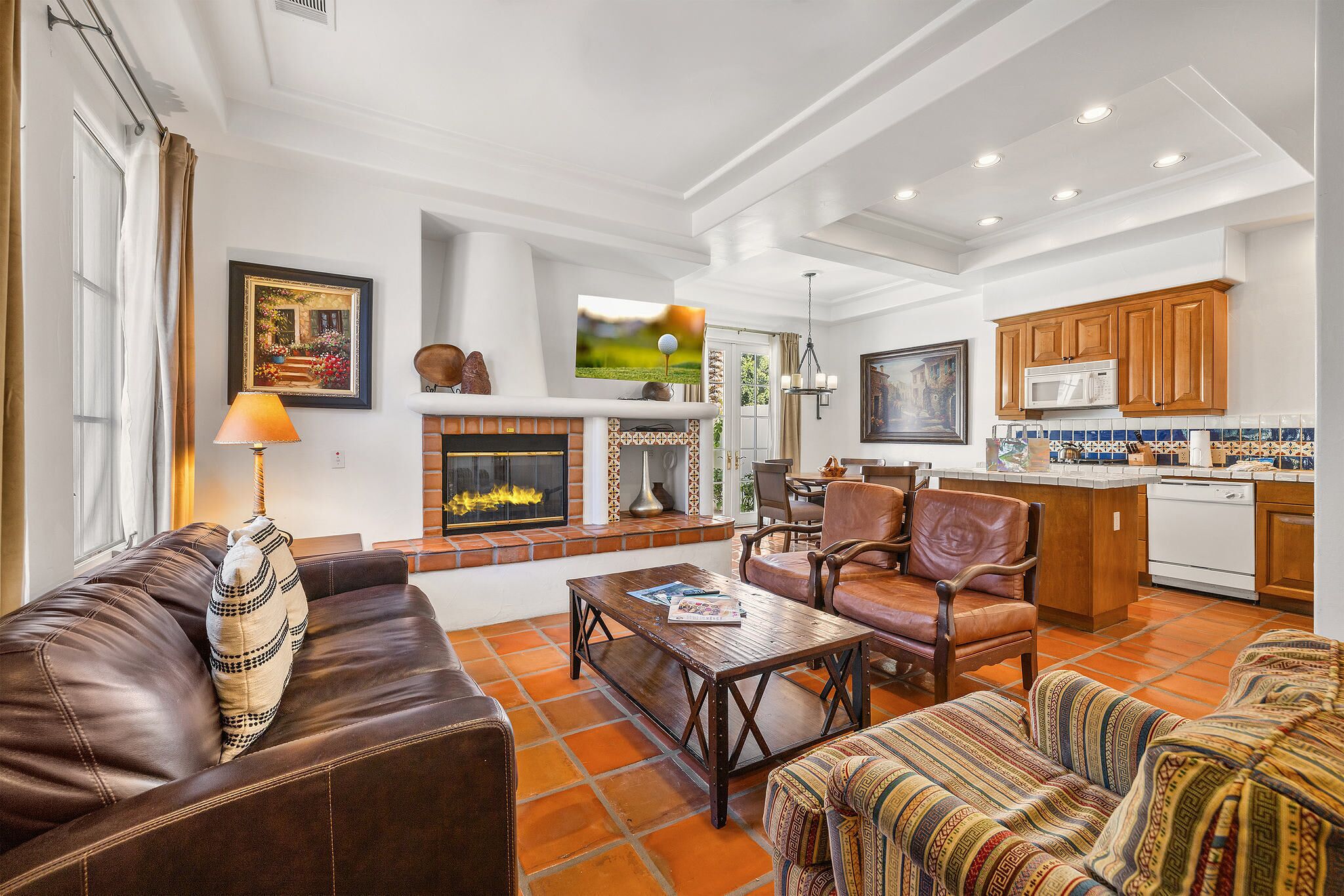 TV, fireplace, offices