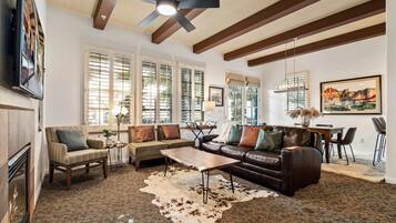 智能電視、壁爐、DVD 播放機