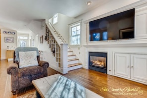 TV, fireplace
