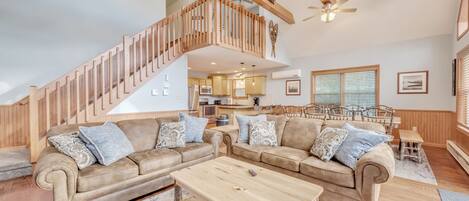 Smart TV, fireplace, video games