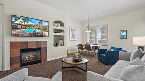 Smart TV, fireplace, DVD player, offices