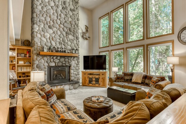 TV, fireplace, DVD player, table football