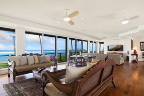 TV connectée, cheminée, lecteur de DVD