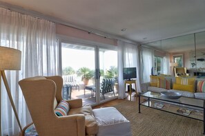 TV, fireplace, DVD player, books