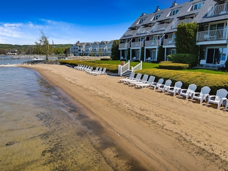 Exterior. Lake Charlevoix Views from Above | Private Balcony + Beach Access | Fireplace