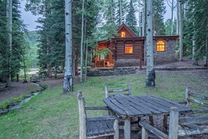 Outdoor dining - YELLOW BRICK CABIN - Ski-in/out cabin, Mountain Village with private hot tub! (Mountain Village)