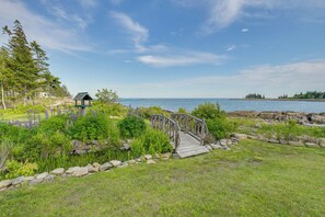 Property grounds - Waterfront Prospect Harbor Cottage: Yard, Fire Pit (Prospect Harbor)