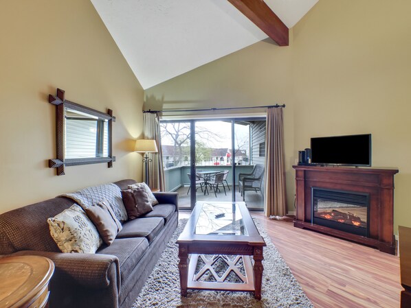 暖炉、DVD プレーヤー