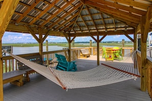 Terrace/patio - Reel-axin' - Six Bedroom, Six 1/2 Bath Inlet Front Home with Private Pool (Garden City Beach)