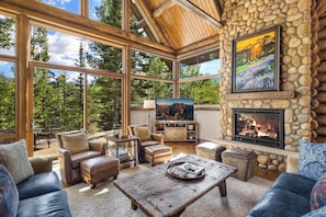 Smart TV, fireplace, DVD player, ping pong