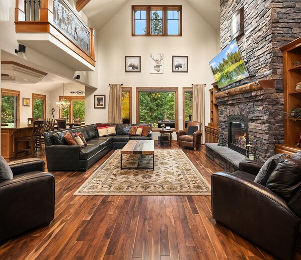 TV, fireplace, video games, DVD player