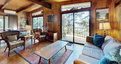 Unique lakefront cabin near the dunes with a private dock & fireplace