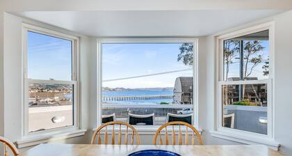 Large home with game room & furnished deck with ocean & pier Views