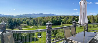 Elegant & renewed mountain-view home with private hot tub, large deck & backyard