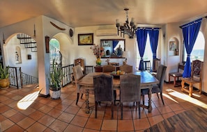 Dining - Casa Luna Llena oceanfront villa, sleeps 20+, pool, jacuzzi, beach, bbq, views (Cantamar, Rosarito)