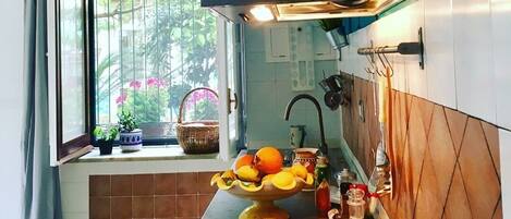 Geladeira, cooktop, cafeteira/chaleira