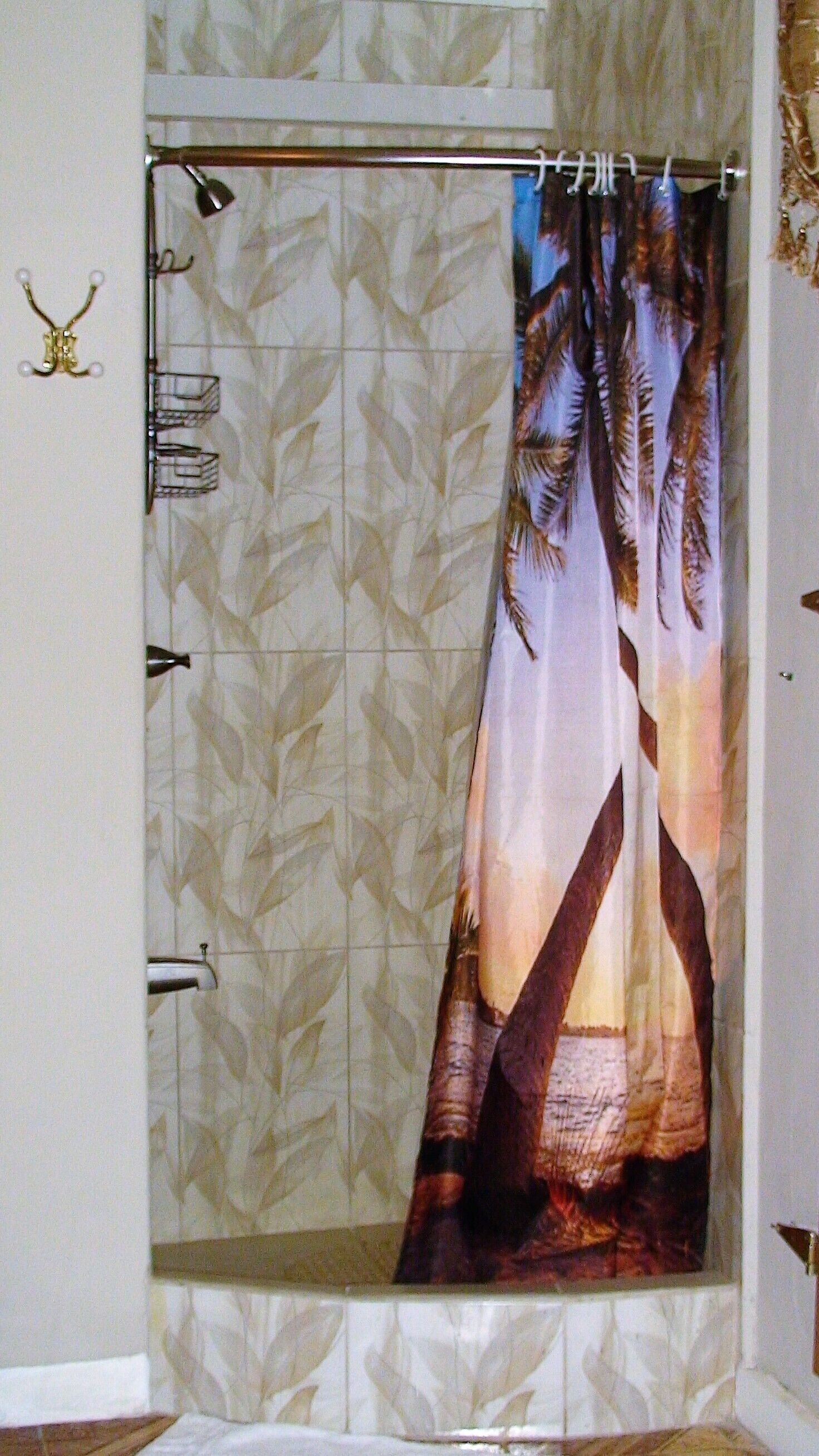 Shower, hair dryer, towels, toilet paper