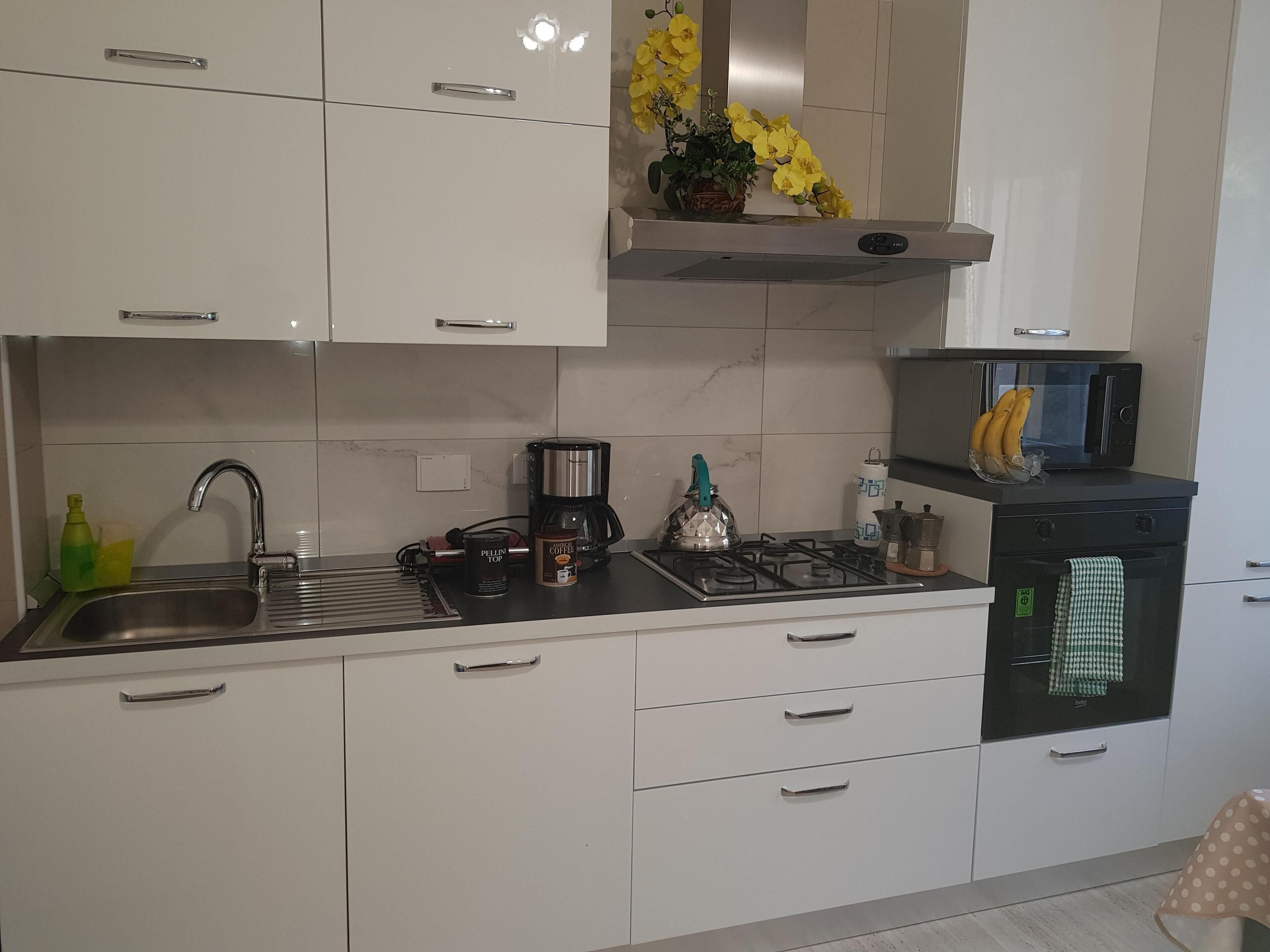 Réfrigérateur, micro-ondes, four, plaque de cuisson