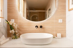 Combined shower/tub, hair dryer, towels, shampoo - Marais 2BR/2BA with AC, up to 4 guests (Paris)