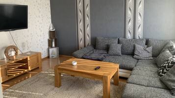 Smart-tv, een dvd-speler, boeken en een muziekbibliotheek