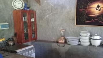Fridge, oven, toaster, cookware/dishes/utensils