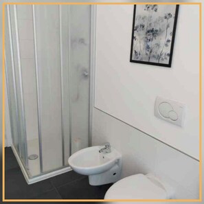 Regadera, secadora de cabello, bidet, toallas