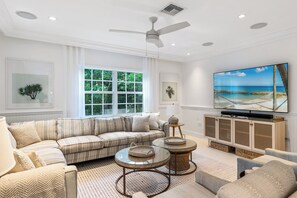 Smart TV, table tennis, books, music library