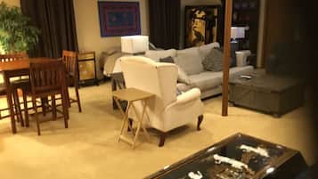 Smart TV, fireplace, video games, books