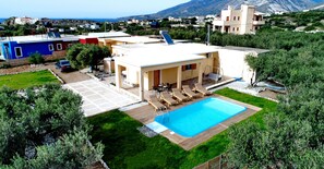Outdoor pool, pool loungers