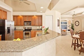 Fridge, microwave, stovetop, dishwasher