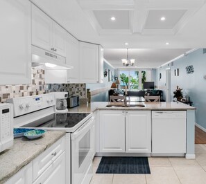 Fridge, microwave, coffee/tea maker, toaster - Hamilton House 107 is a Silver 2-bedroom 2 bath Gulf View Condo (Indian Rocks Beach)