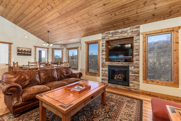 Téléviseur à écran plat, foyer, lecteur de DVD, sélection de films