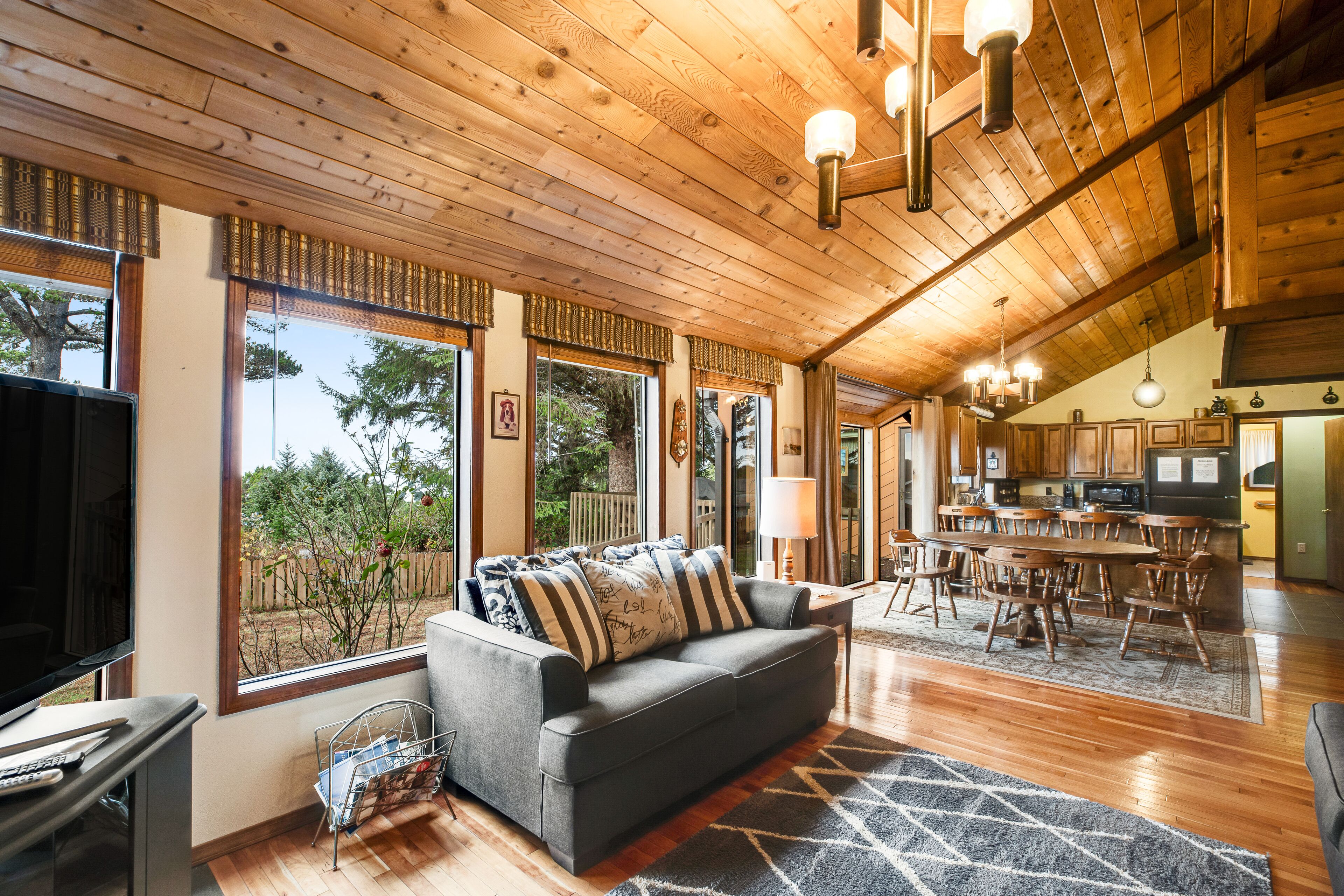 TV, fireplace, DVD player, books