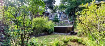 Dog-Friendly Cottage with Private Hot Tub, Deck, Berry Bushes, & Beach Access