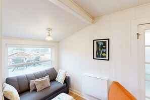 電視、壁爐、DVD 播放機、書籍