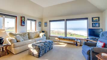 TV, DVD player, books, video library