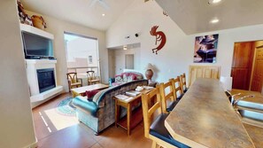 Smart TV, fireplace, video game console
