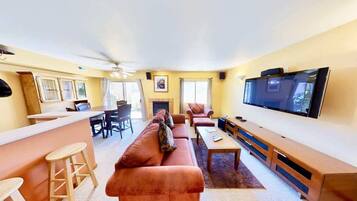 TV, fireplace