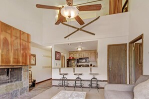 Fireplace - Pet-Friendly Ski in Ski out Condo 30 Second Walk to Lift . SF204 (Copper Mountain)