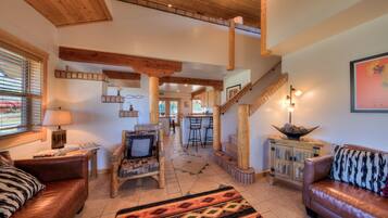 Een televisie, een open haard, Netflix en een dvd-speler