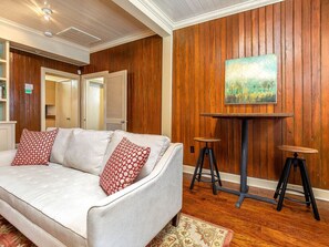 TV, fireplace - Frogtown Cottage | Historic Downtown Savannah, Pool, Pet Friendly (Savannah)