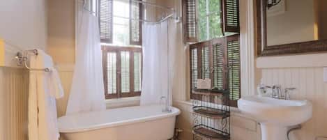 Bañera, secador de pelo, toallas