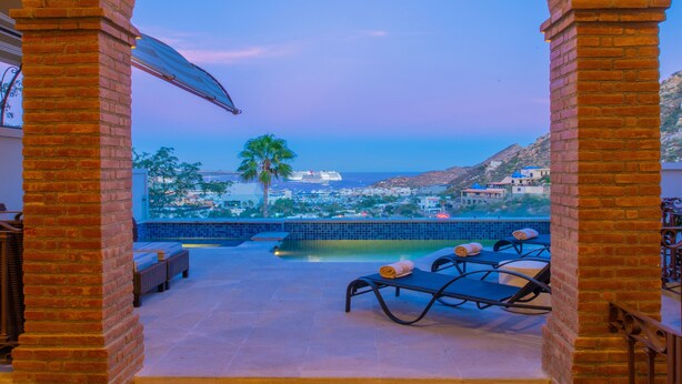 Outdoor pool - Pedregal Walk to Beach/Town Villa w/ Ocean, Bay & Marina Views, Pool & Hot Tub (Cabo San Lucas)