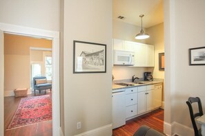 Microwave, stovetop, coffee/tea maker, toaster