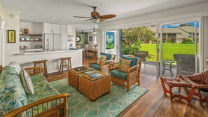 TV, books - Pali Ke Kua 143 By Parrish Kauai - great ocean views in Princeville walk to Hana (Princeville)