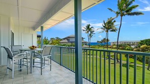 Outdoor dining - Poipu Sands at Poipu Kai #224 By Parrish Kauai - ocean view & walk to the beach! (Koloa)